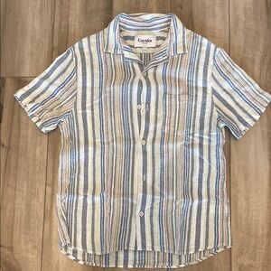 Corridor Men's Striped Casual Shirt - Blue, White, and Tan